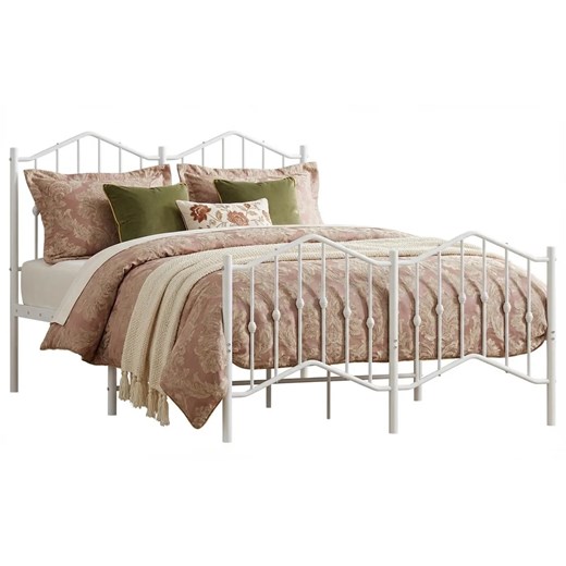 Białe metalowe łóżko małżeńskie 140x200 cm Z0-E26 ze sklepu Edinos.pl w kategorii Łóżka i materace - zdjęcie 188473318