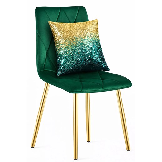 Zielone pikowane krzesło welurowe glamour M1-C09 ze sklepu Edinos.pl w kategorii Krzesła - zdjęcie 188473339