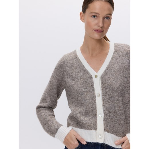 Reserved - Kardigan z kontrastowymi wstawkami - brązowy ze sklepu Reserved w kategorii Swetry damskie - zdjęcie 188507037