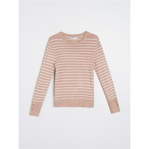 Sinsay - Sweter z wiskozą w paski - beżowy ze sklepu Sinsay w kategorii Swetry damskie - zdjęcie 188542799