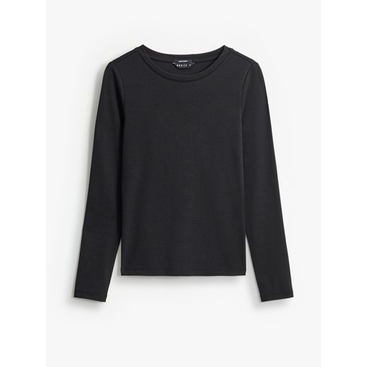 Mohito - Czarny longsleeve basic - czarny ze sklepu Mohito w kategorii Bluzki damskie - zdjęcie 188545175