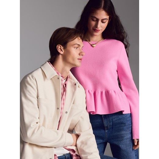 Reserved - Sweter z baskinką - różowy ze sklepu Reserved w kategorii Swetry damskie - zdjęcie 188546687