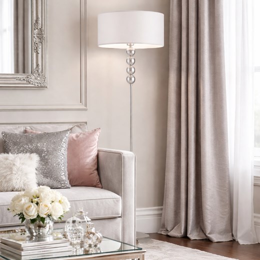 Biała lampa podłogowa do salonu BERMUDY z abażurem ze sklepu Lysne w kategorii Lampy podłogowe - zdjęcie 188547315