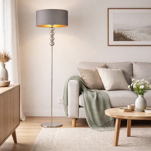 Skandynawska lampa podłogowa z abażurem BERMUDY GOLD ze sklepu Lysne w kategorii Lampy podłogowe - zdjęcie 188547349