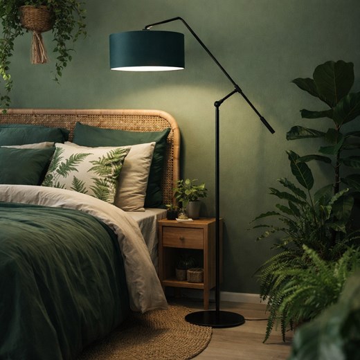 Regulowana lampa stojąca do sypialni LIBERIA w kolorze butelkowej zieleni ze sklepu Lysne w kategorii Lampy podłogowe - zdjęcie 188547397