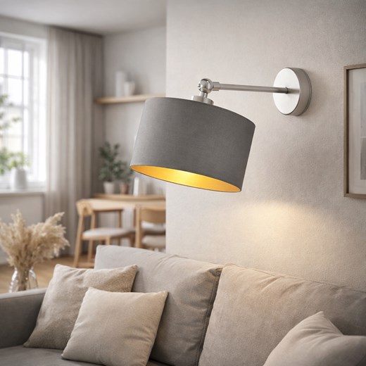 Srebrna lampa ścienna na wysięgniku TETE GOLD kinkiet z regulowanym ramieniem ze sklepu Lysne w kategorii Lampy ścienne - zdjęcie 188547585