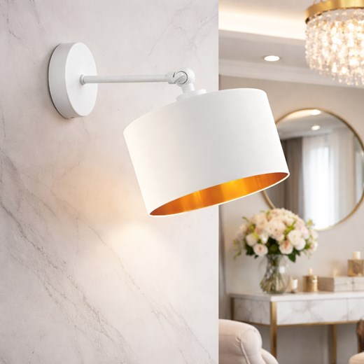 Biały kinkiet regulowany z wysięgnikiem TETE GOLD w stylu glamour ze sklepu Lysne w kategorii Lampy ścienne - zdjęcie 188547586