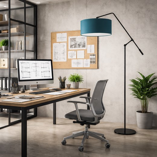 Czarna lampa stojąca regulowana na wysięgniku LIBERIA ze sklepu Lysne w kategorii Lampy podłogowe - zdjęcie 188547667