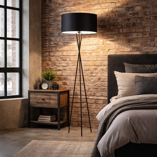 Czarna lampa stojąca na trójnogu do salonu PARYŻ ze sklepu Lysne w kategorii Lampy podłogowe - zdjęcie 188547705