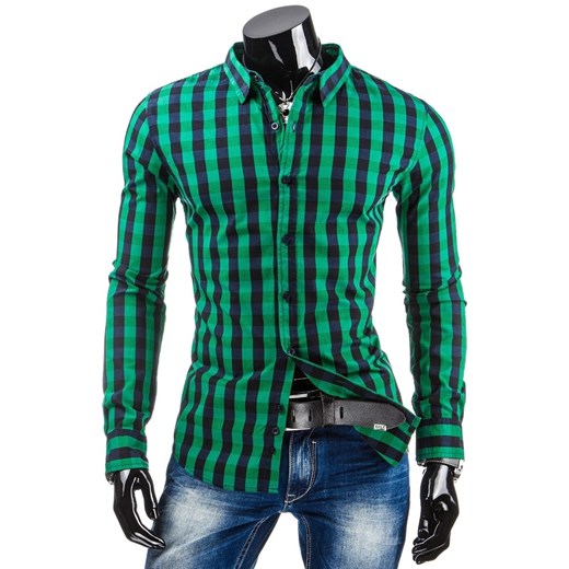 Koszula z długim rękawem (dx0744) - Zielony dstreet niebieski fit