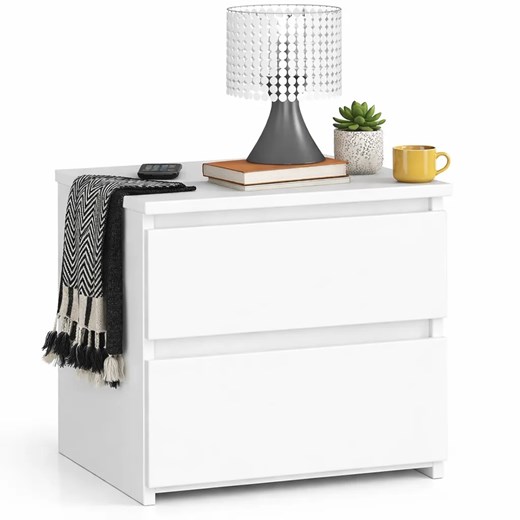 Biała Szafka Nocna Z Szufladami P1-H61 ze sklepu Edinos.pl w kategorii Stoliki i szafki nocne - zdjęcie 188634295
