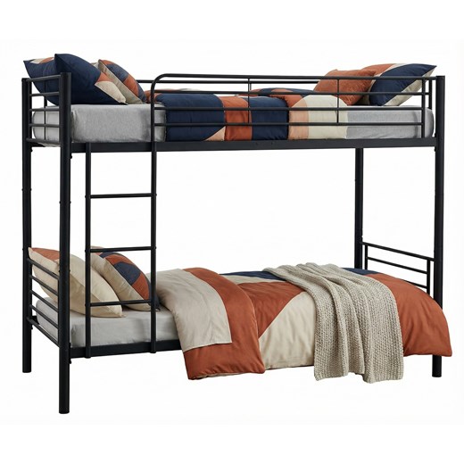 Czarne metalowe łóżko piętrowe młodzieżowe 90x200 D2-D21 ze sklepu Edinos.pl w kategorii Łóżka dziecięce - zdjęcie 188634299
