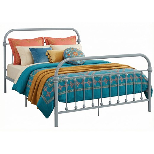 Szare industrialne łóżko metalowe 120x200 cm R5-R01 ze sklepu Edinos.pl w kategorii Łóżka i materace - zdjęcie 188634305