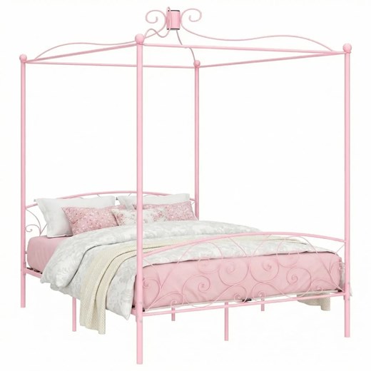 Różowe metalowe łóżko rustykalne 120x200 cm F7-G78 ze sklepu Edinos.pl w kategorii Łóżka i materace - zdjęcie 188634329