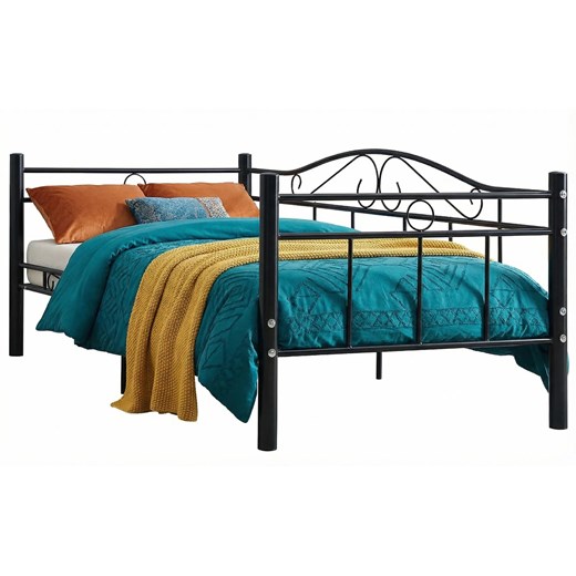 Czarne metalowe łóżko jednoosobowe 90x200 cm B5-K69 ze sklepu Edinos.pl w kategorii Łóżka i materace - zdjęcie 188634338