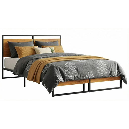 Czarne industrialne łóżko z metalu 120x200 cm T2-W68 ze sklepu Edinos.pl w kategorii Łóżka i materace - zdjęcie 188634339