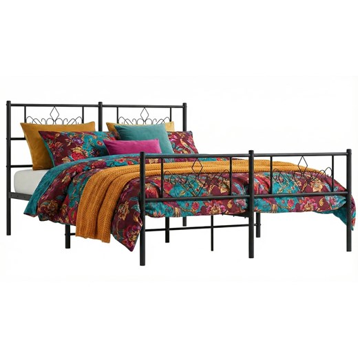 Czarne metalowe łóżko małżeńskie 140x200cm B5-A59 ze sklepu Edinos.pl w kategorii Łóżka i materace - zdjęcie 188634346