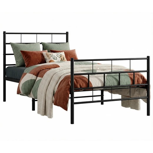 Czarne Pojedyncze Łóżko 90X200 B0-N23 ze sklepu Edinos.pl w kategorii Łóżka i materace - zdjęcie 188634368