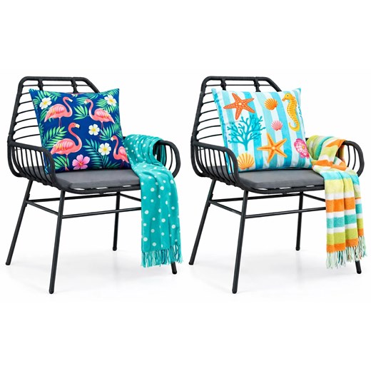 Czarne krzesła ogrodowe z poduszkami 2 szt. S1-P37 ze sklepu Edinos.pl w kategorii Krzesła ogrodowe - zdjęcie 188634375