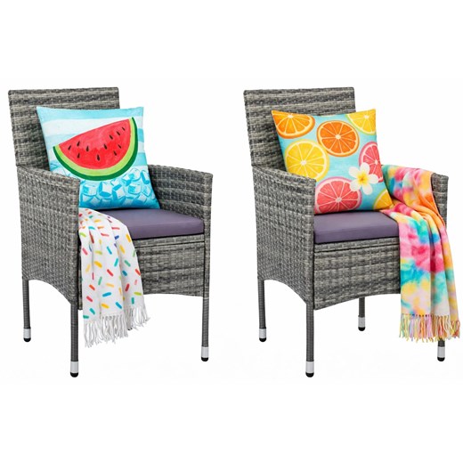 Komplet szarych krzeseł ogrodowych M8-B95 ze sklepu Edinos.pl w kategorii Fotele - zdjęcie 188634385