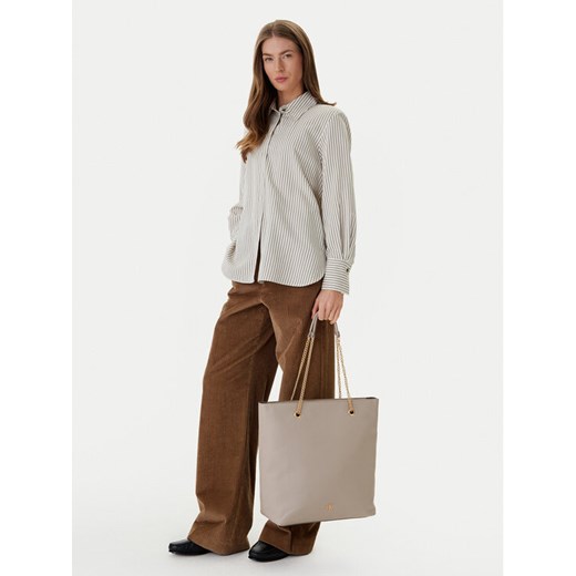 Torebka Calvin Klein Minimal Monogram Chain Tote LV04F3204G Beżowy ze sklepu eobuwie.pl w kategorii Torby Shopper bag - zdjęcie 188639307