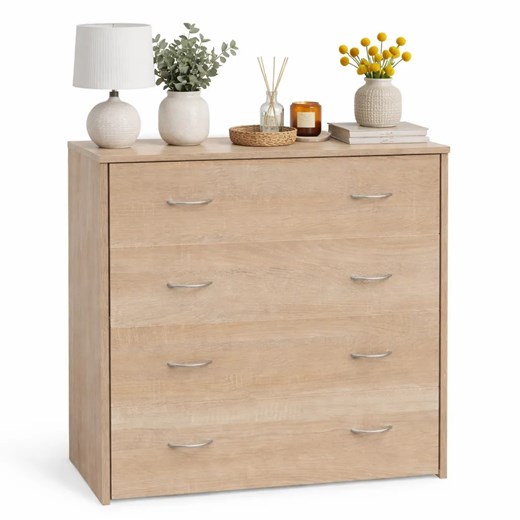 Komoda z 4 szufladami w kolorze dębu L4-P48 ze sklepu Edinos.pl w kategorii Komody - zdjęcie 188643465