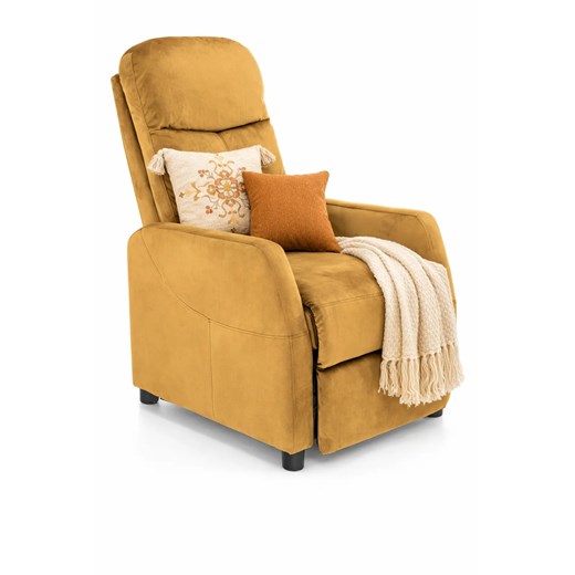 Musztardowy rozkładany fotel wypoczynkowy R3-R55 ze sklepu Edinos.pl w kategorii Fotele - zdjęcie 188643469