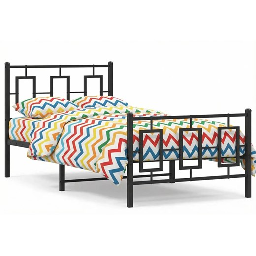 Czarne pojedyncze łózko metalowe 90x200 cm D2-F72 ze sklepu Edinos.pl w kategorii Łóżka i materace - zdjęcie 188643488