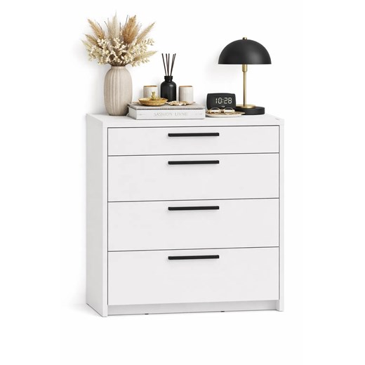 Biała duża komoda z 4 szufladami - S8-P69 ze sklepu Edinos.pl w kategorii Komody - zdjęcie 188643508