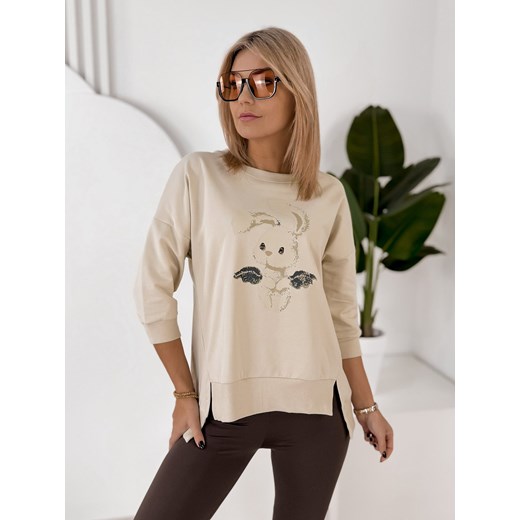 bluzka ferrante beżowa one size ze sklepu UBRA w kategorii Bluzki damskie - zdjęcie 188645747