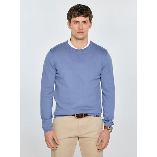 Sweter męski bawełniany niebieski Simoner 402 ze sklepu Big Star w kategorii Swetry męskie - zdjęcie 188654926
