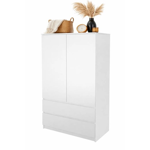 Biała szafa dwudrzwiowa z szufladami H9-P22 ze sklepu Edinos.pl w kategorii Szafy - zdjęcie 188680166