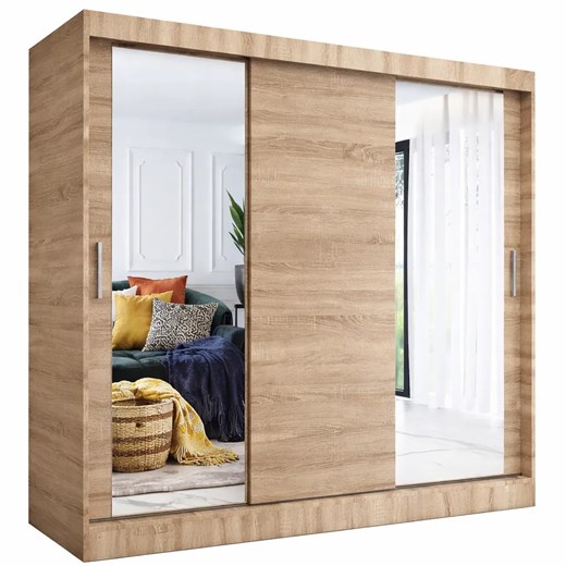 Szafa przesuwna dąb sonoma 200 cm D1-K54 ze sklepu Edinos.pl w kategorii Szafy - zdjęcie 188680176