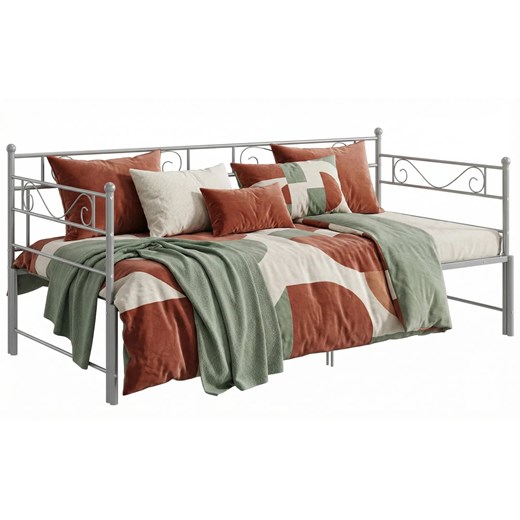 Szare metalowe łóżko rozkładane 90x200 cm M8-T14 ze sklepu Edinos.pl w kategorii Łóżka i materace - zdjęcie 188680196