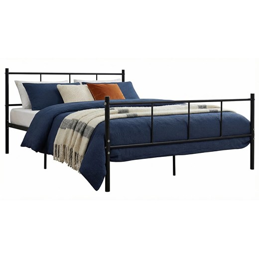 Czarne metalowe łóżko małżeńskie 140x200 cm T8-F89 ze sklepu Edinos.pl w kategorii Łóżka i materace - zdjęcie 188680198