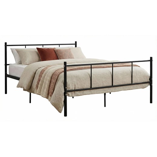 Czarne duże łóżko metalowe 160x200 cm T2-Z57 ze sklepu Edinos.pl w kategorii Łóżka i materace - zdjęcie 188680199