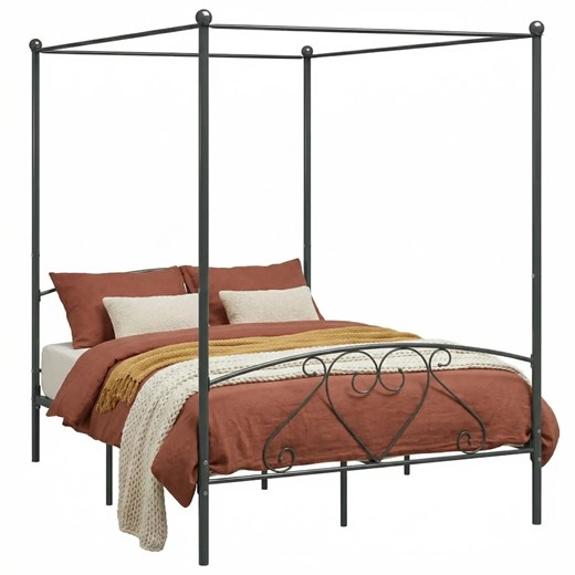 Szare metalowe łóżko 140x200 cm W8-B62 ze sklepu Edinos.pl w kategorii Łóżka i materace - zdjęcie 188680207