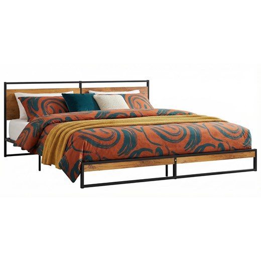 Czarne metalowe łóżko małżeńskie 160x200 cm W5-L41 ze sklepu Edinos.pl w kategorii Łóżka i materace - zdjęcie 188680229