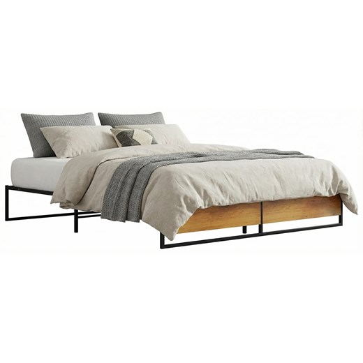 Czarne metalowe łóżko w stylu loftowym 200x200 cm C6-R35 ze sklepu Edinos.pl w kategorii Łóżka i materace - zdjęcie 188680239