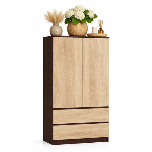 Szafa z drążkiem na ubrania wenge + dąb sonoma E1-D73 ze sklepu Edinos.pl w kategorii Szafy - zdjęcie 188680255