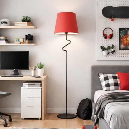 Stojąca lampa do sypialni FOGO w kolorze czarno-czerwonym ze sklepu Lysne w kategorii Lampy podłogowe - zdjęcie 188689177