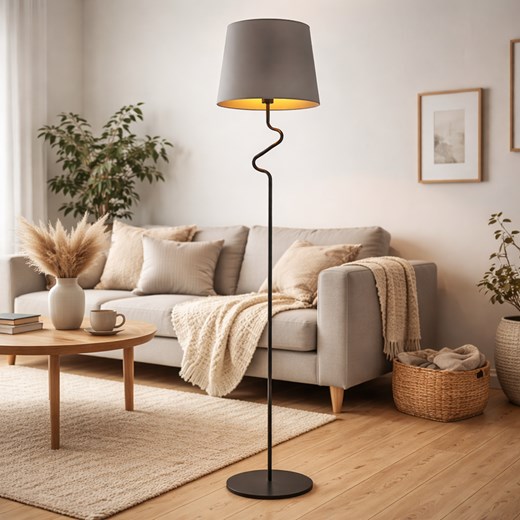 Eklektyczna lampa podłogowa do salonu FOGO GOLD w kolorze szarym ze sklepu Lysne w kategorii Lampy podłogowe - zdjęcie 188689187
