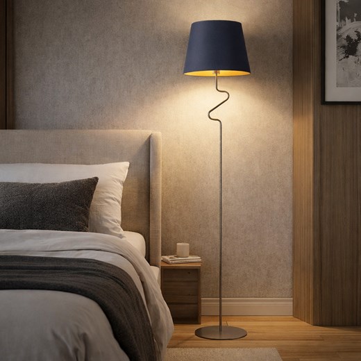 Lampa stojąca do sypialni w stylu glamour FOGO GOLD z abażurem ze złotym wnętrzem ze sklepu Lysne w kategorii Lampy podłogowe - zdjęcie 188689189