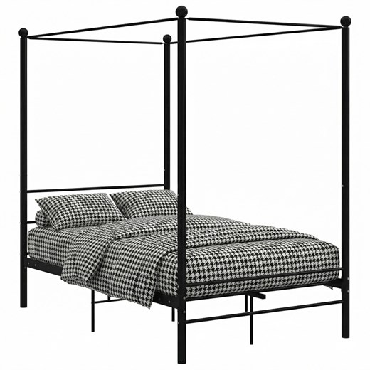 Czarne łóżko z baldachimem z metalu 120x200 cm T3-S22 ze sklepu Edinos.pl w kategorii Łóżka i materace - zdjęcie 188689318