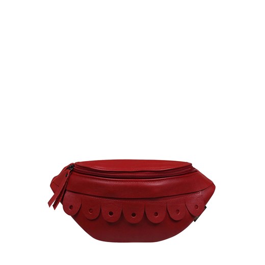 -czerwona nerka damska skórzana z wymiennymi  wstawkami dopinanymi ze sklepu Słoń Torbalski w kategorii Nerki - zdjęcie 188692659