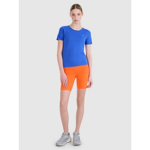 Damskie legginsy kolarki do biegania 4F 4FWSS25TFSTF027 - pomarańczowe ze sklepu Sportstylestory.com w kategorii Szorty - zdjęcie 188710136