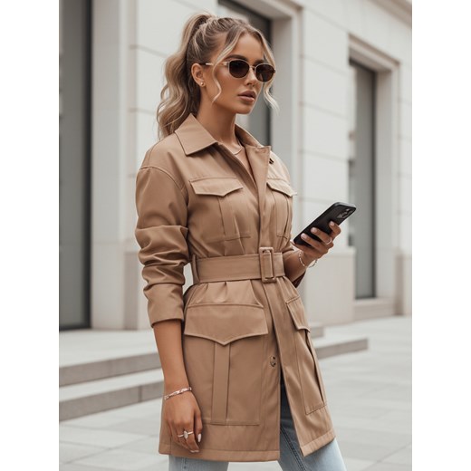 Płaszcz damski przejściowy wiązany VERMONT kamelowy Dstreet NY0580 ze sklepu DSTREET.PL w kategorii Płaszcze damskie - zdjęcie 188710718