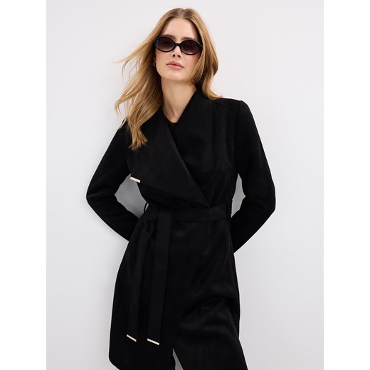Mohito - Płaszcz z imitacji zamszu - czarny ze sklepu Mohito w kategorii Płaszcze damskie - zdjęcie 188714289