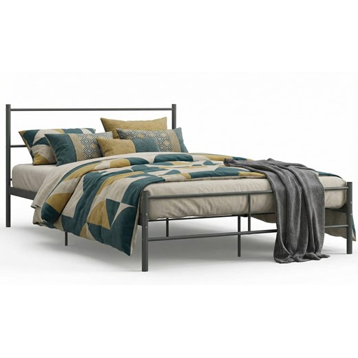 Szare metalowe łóżko dwuosobowe 160x200 cm F0-C13 ze sklepu Edinos.pl w kategorii Łóżka i materace - zdjęcie 188715915