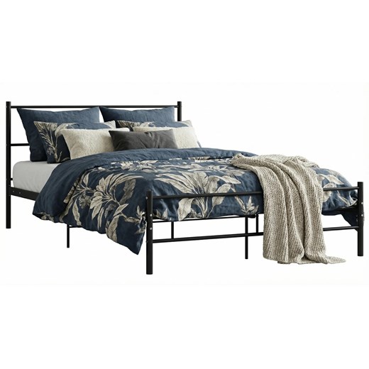 Czarne Dwuosobowe Łóżko Metalowe 160X200 Cm T2-D79 ze sklepu Edinos.pl w kategorii Łóżka i materace - zdjęcie 188715918